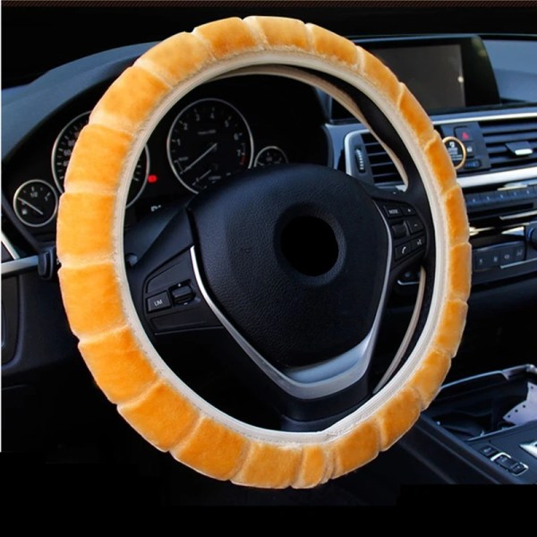 (Lila)Varm plysch Funda Volante Coche Cover Mjuk Interiör Styling Cubre Volante Auto Universal Tillbehör Purple