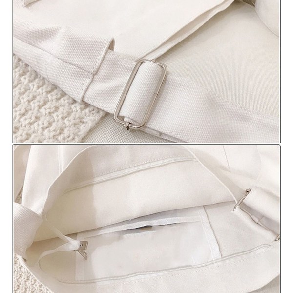 Dametasker Canvas Tote Håndtasker Skuldertasker white