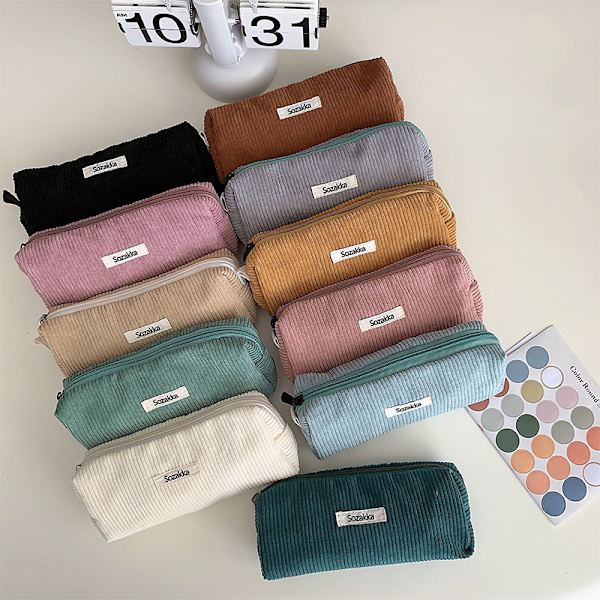 Enkelhet Retro pennfodral Enfärgad case Makeup Ba Apricot