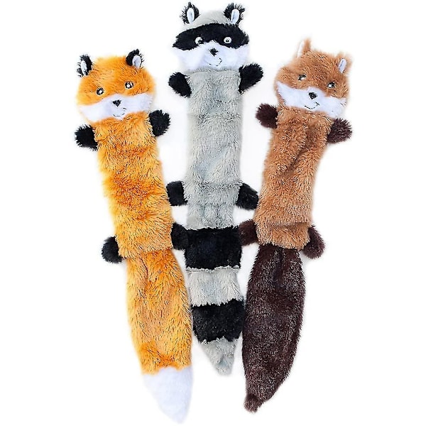 3 st Skinny Peltz No Stuffing Pipande plysch Hundleksak No Danger Dog Chew Toys Set