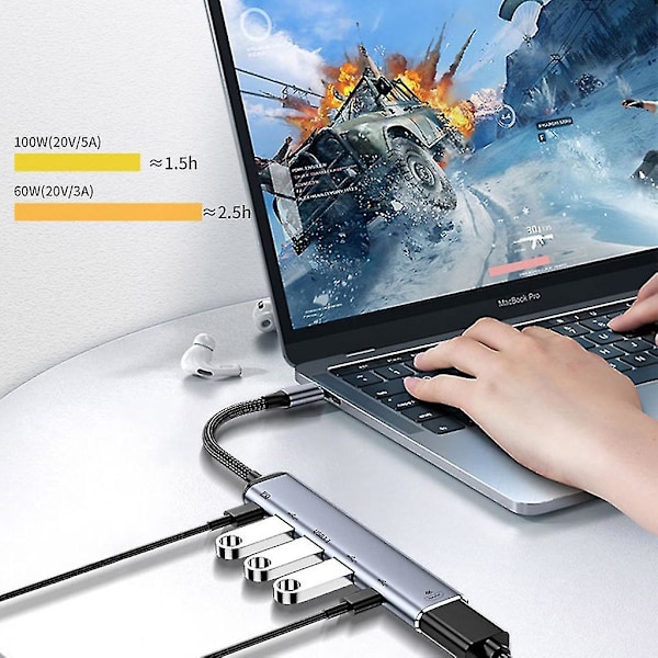USB-C Type-C Hub USB3.1 VGA til HDMI-kompatibel PD100W Type C Dokkingsstasjon Y4