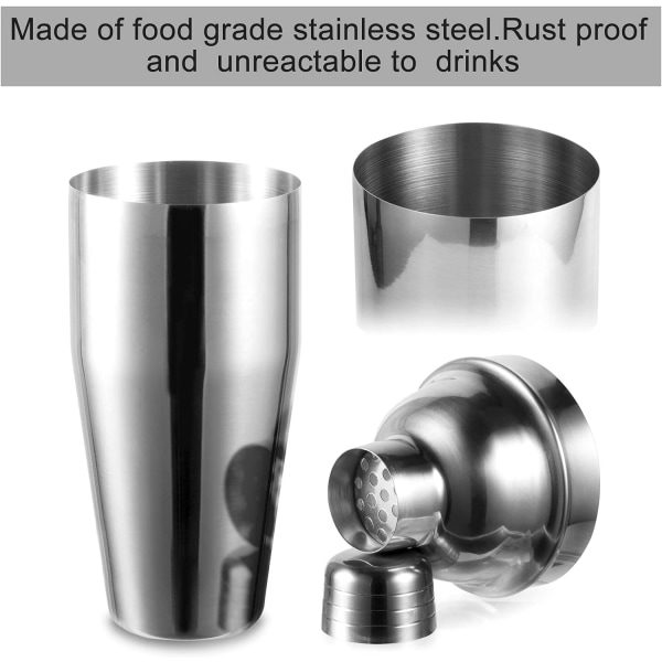 24 oz Cocktailshaker Bar Set - Professionel Margarita Mixer Drink Shaker og Mål Jigger & Blandingsske Sæt