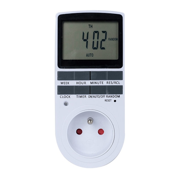 Digitale programmerbare stikkontakter (2-pakning) med daglig/ukentlig digital timer, LCD-skjerm, tilfeldig tyveribeskyttelse, energisparende, 16A/3680W maks