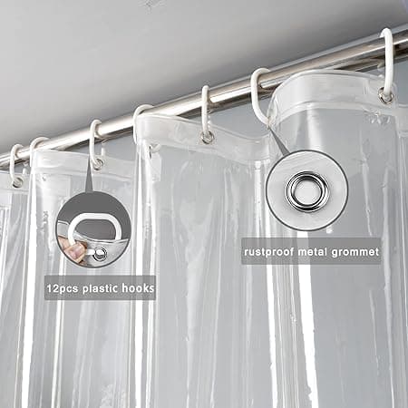 Extra Långt Klart Duschdraperifoder 180x200cm, Transparent-FA7-