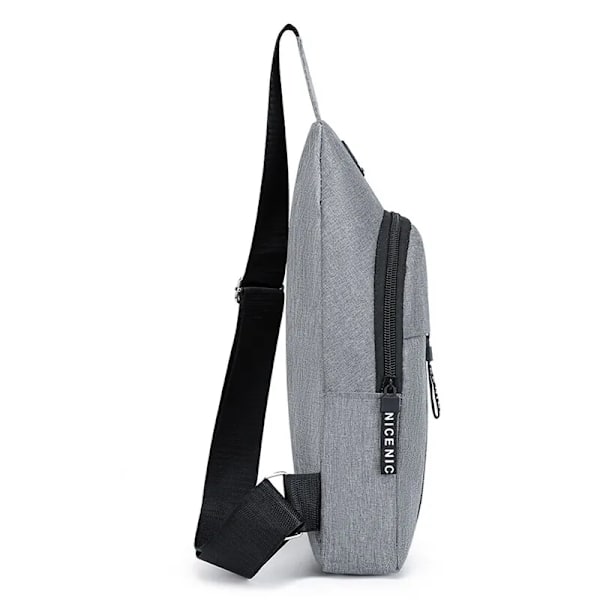 Brystveske Mote Ny enfarget Brystveske for menn Utendørs Casual Fashion One Shoulder Crossbody-veske grey