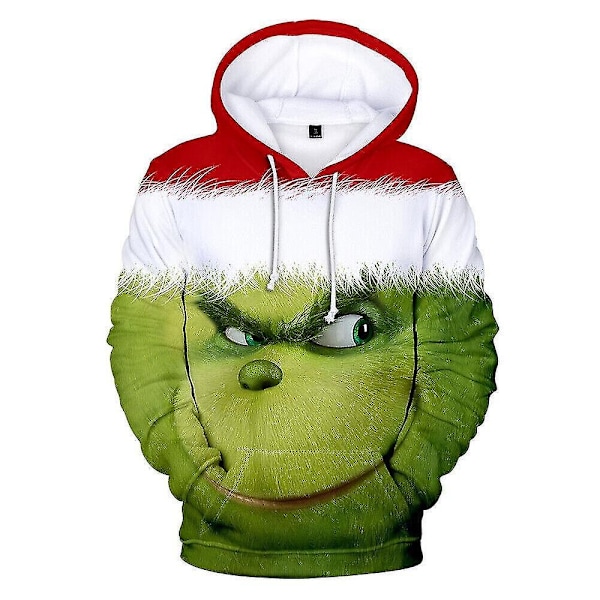 3D Grinch Huvtröja för Män och Kvinnor - Casual Huvtröja med Huva - Vänner Julgåva Xhy-Xin Mönster C Pattern C XL