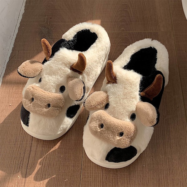 Tecknade bomulls-tofflor för damer, vintertofflor, storlek 39-40