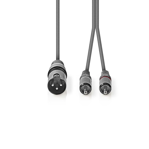Balansert lydkabel | XLR 3-pinners hann | 2x RCA hann | Nikkel 136