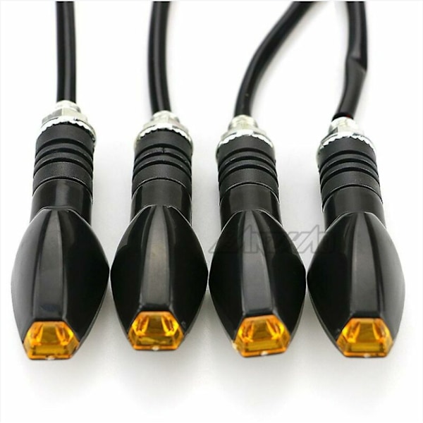 4 stk/sett Universal Motorsykkel LED Blinklys Lang Kort Bl