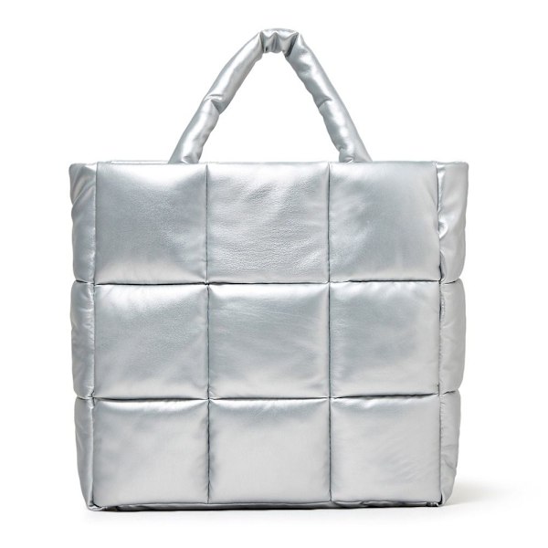 Handväskor för kvinnor Stor Puffer Tote Bag SILVER Silver