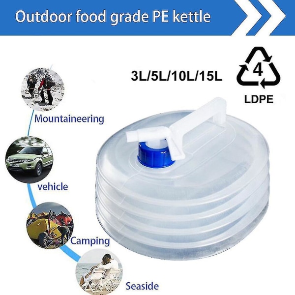 3/5/10/15l Hopfällbar vattenbehållare Utomhus Vandring Fiske Vikbar vattenpåse Camping vattentankhink（3L）