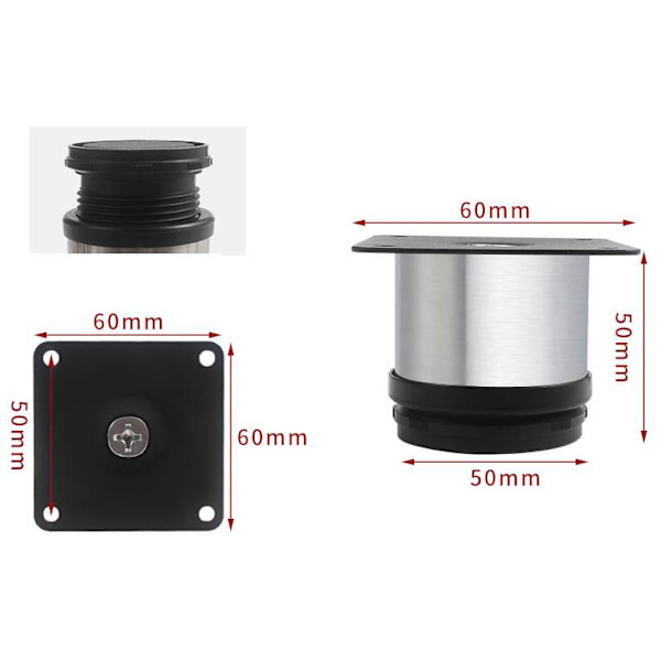 Set med 8 möbelben, justerbara köksben Ø 50 mm/höjd 50 mm
