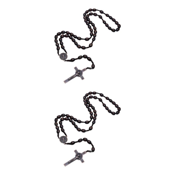 1/2/3/5 Trärosband med korshänge för män kvinnor smycken 2Set