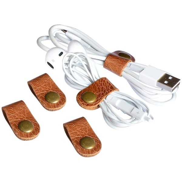 Organizer USB-holder, kabelhåndtering, kabelbånd, etui, innpakningshodetelefoner, headset-opprulling Cable clips 10 pack light brown