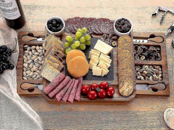 Ost- och charkbricka med utdragbar låda och ostbricka-FA-