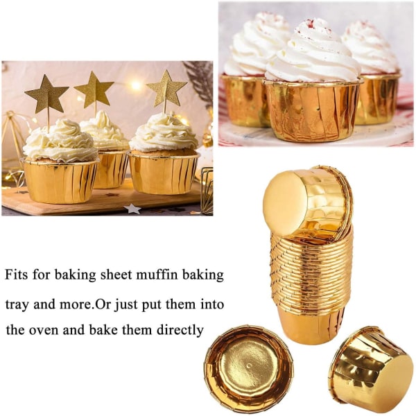 50 kappaletta alumiinifoliosta valmistettuja leivontavuokia, cupcake-laatikoita, minicupcake