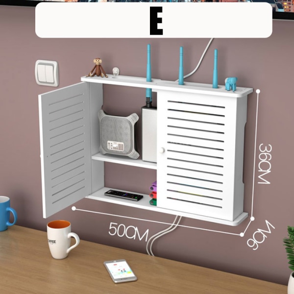 Stor trådløs Wifi Router Hylde Opbevaringsbokse Kabel Power Plus E