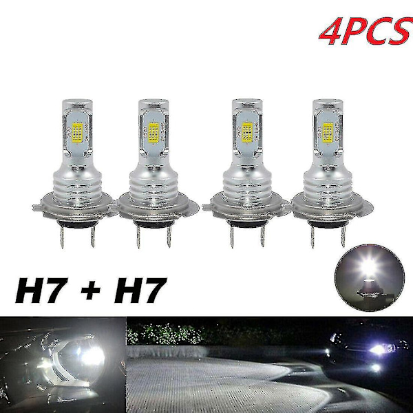 4 st Mini H7 + H7 Combo LED-strålkastarsats Glödlampor Halvljus Halvljus