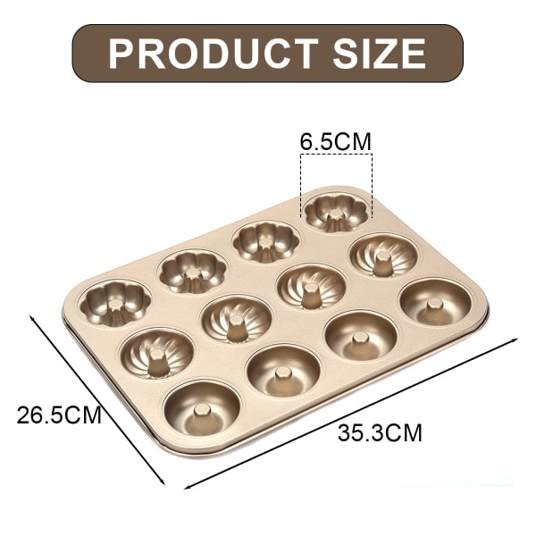 IC Donut Form Kakeform, 12-kammer non-stick donutform, for ovn