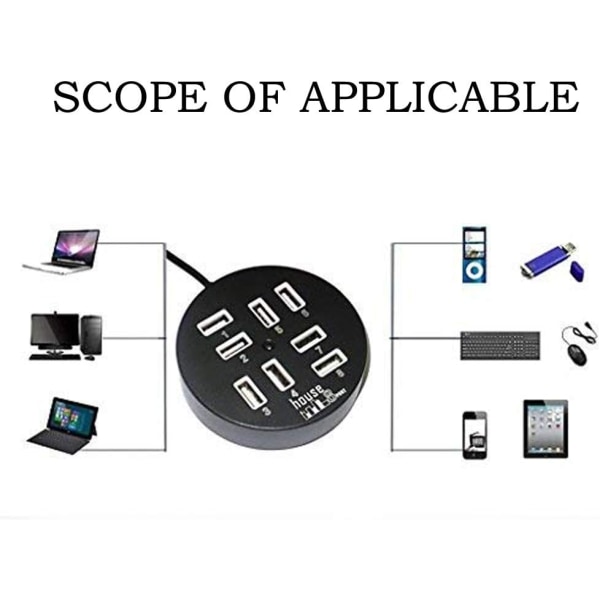 8-portars låda multi-dataöverföring USB 2.0 hub rund multi-port