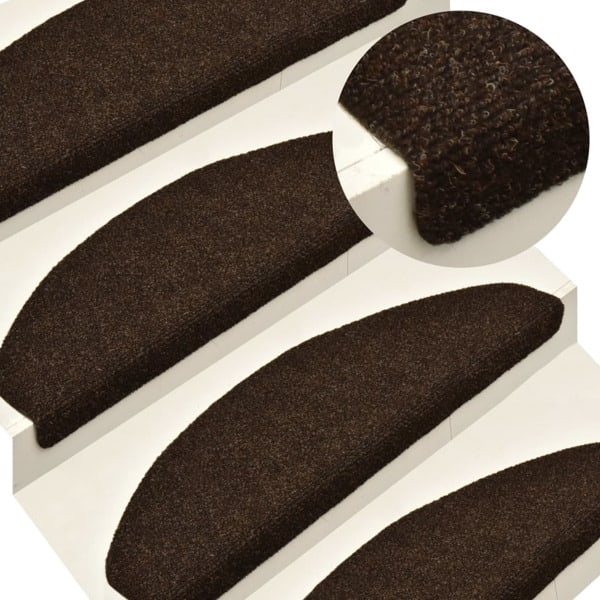 vidaXL Trappstegsmattor självhäftande 15 st brun 56x17x3 cm brodyr brown 2430