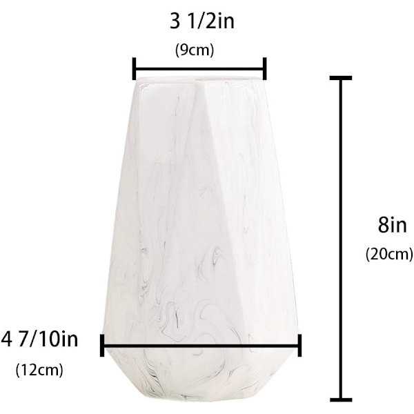 20cm Vit Marmor Vas Keramik Dekorativa Vas Hög Design för