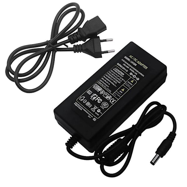 12V 5A 60W Strømforsyning AC til Adapter til 5050 3528 Fleksibel LED-Strips Lys Sort Black