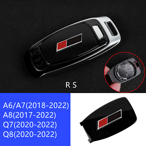 Skyddande skal för smart bilnyckel, skyddande skal för Audi RS A4 B9 A5 Horizon C8 A8 D5 Q5 Q7 Q8 TT 2015-2022 B-Bright Black-RS