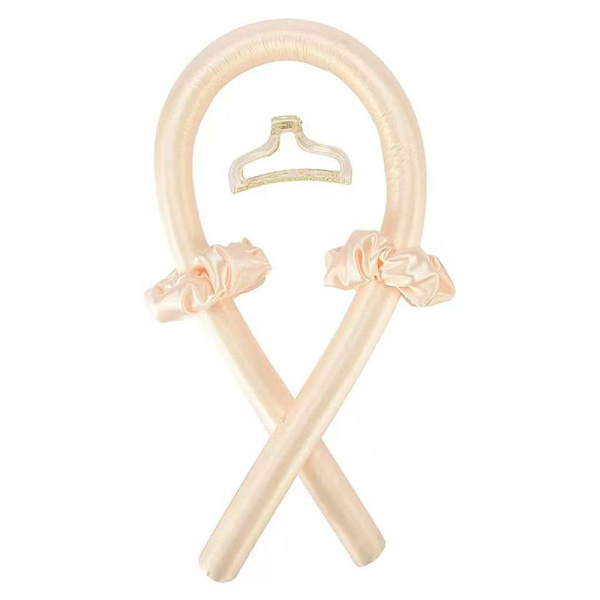 Satin Heatless Curling Set til hår, perfekte krøller, ingen skade beige