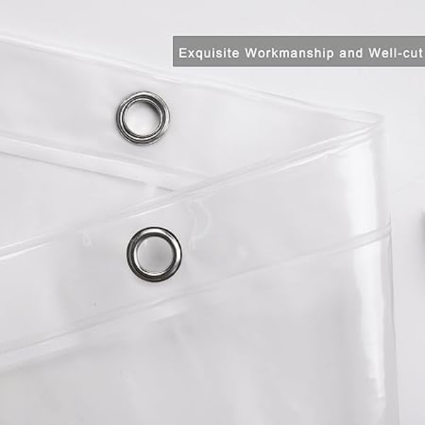Ekstra Lang Klar Duschforhængsforing 180x200cm, Transparent