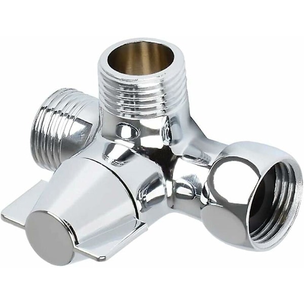 Solid Messing 3-vejsventil, 3-vejs afledningsventil, 3-vejs bruserventil, G1/2\" T-adapterventil, til bruser, håndbruser og afledningsbruser