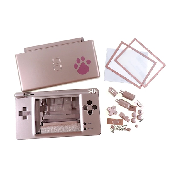 Komplett sett for ND SL Limited Edition Case Cover Erstatning for Nintend DS Lite Shell Housing med Button Kit Pink Dog paw