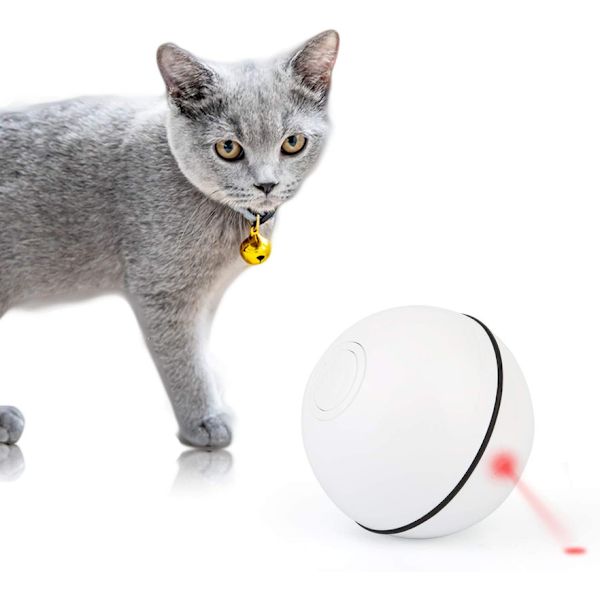 Interaktiv kattboll med LED-ljus, 360 graders självroterande