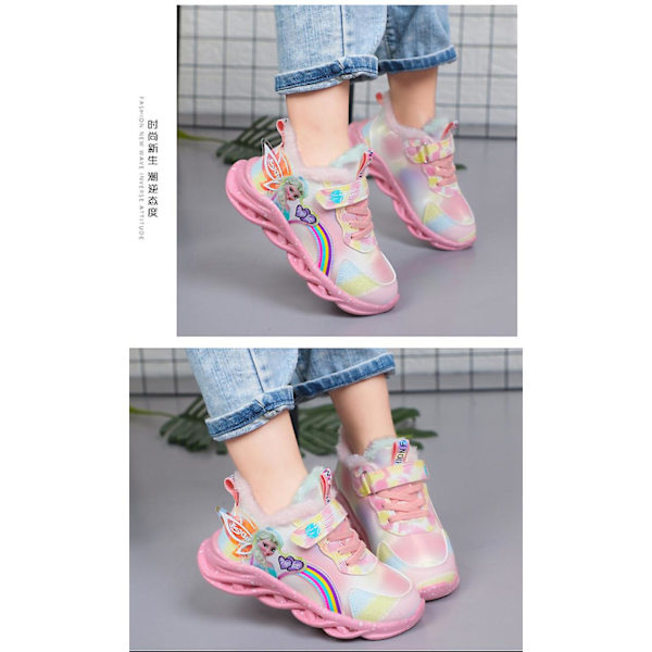 Frozen Flickorande Sneakers för Flickor, Casual Skor med LED-Ljus, Rosa 2 31 pink2