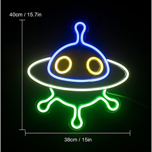 LED neon akryl panel bagplade rumskib UFO univers serie dekoration natlys ins,