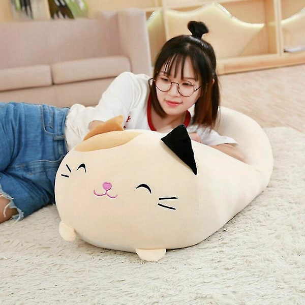 Myk og Koselig Plump Katt-Pute i Tegneserie-Stil 30cm