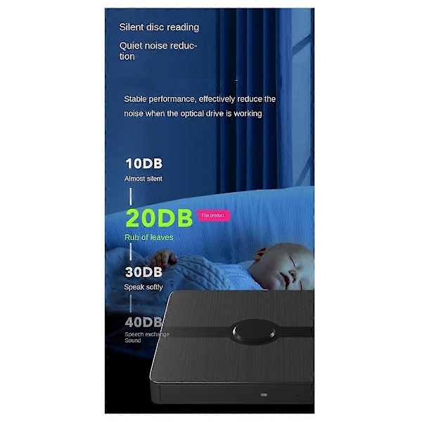 Ekstern Blu-Ray DVD-enhet USB 3.0 Bærbar Optisk Stasjon CD DVD Brenner Spiller Leser for Laptop-XF6-