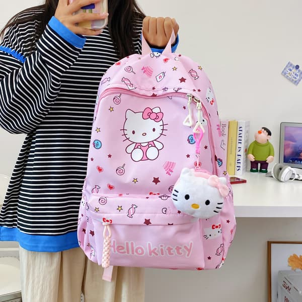 New Trendy Student Backpack 2026, Large Capacity, Printed Design, Casual and Simple Design for Middle School, High School, and University Students.-FA- Hello Kitty