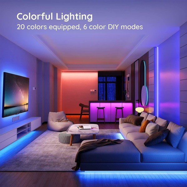 LED-stripe lys Fargeskiftende LED-lys for soverom, Stripe wi