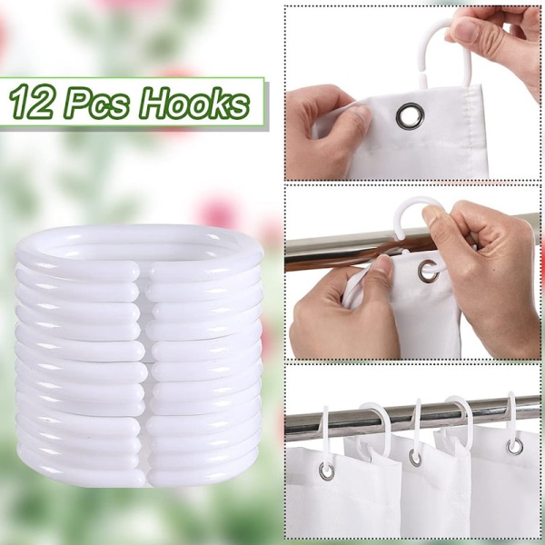 Färgglatt blommigt duschdraperi med 12 plastkrokar 200*230cm