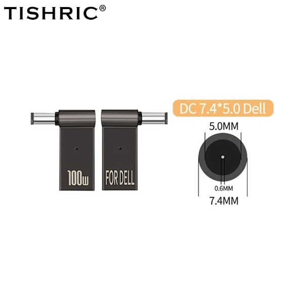 Adapter til bærbar computer PD 100W 5A USB Type-C hun til DC han til HP/Lenovo/DELL 7.4x5-DELL