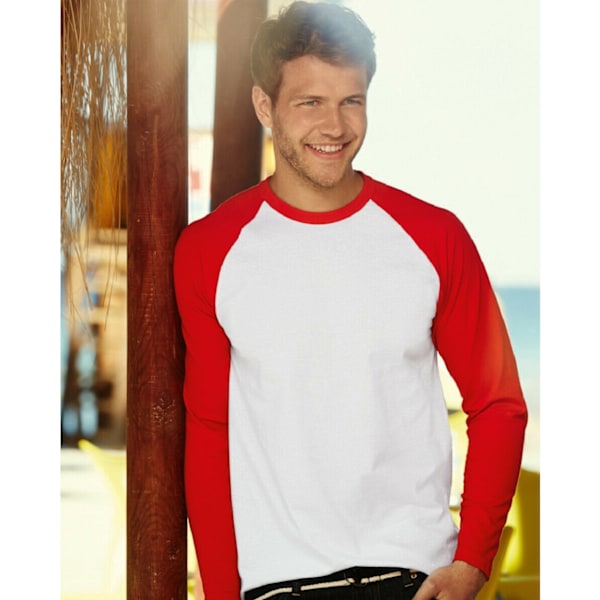 Fruit Of The Loom Miesten Pitkähihainen Baseball-T-paita XL Valkoinen/Punainen White/Red XL White/Red