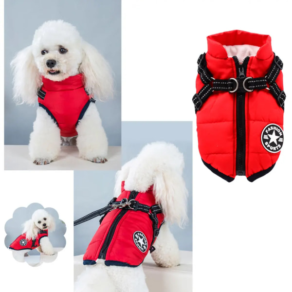 Vinterhundjacka med sele Hundkläder Vattentät lila purple XL