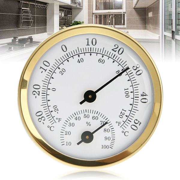 Indendørs Analog Luftfugtighed Temperaturmåler Hygrometer Silver