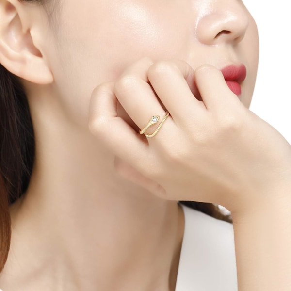Ormring 925 Sterling Silver Ring Justerbar Öppen Ring wit