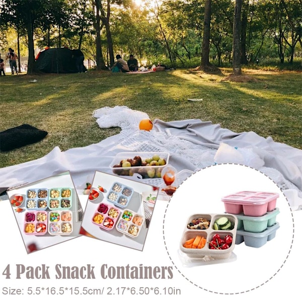 4-pack Snackcontainrar Delad Bento Snackbox 4 Fack R blue one-size