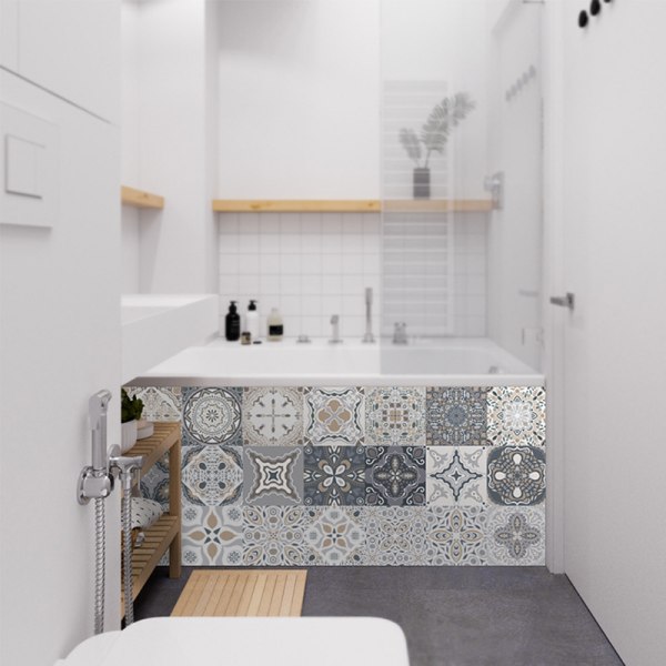 Grå Mosaik Flise klistermærker Gulv Køkken Badeværelse Vægdekoration 10*10cm