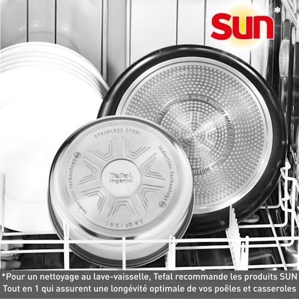 TEFAL INGENIO Kjøkkenutstyrsett 10 deler, Stekepanner, Kjeler, Induksjonskompatibel, Rustfritt stål, Non-stick belegg, Emotion L897AS04