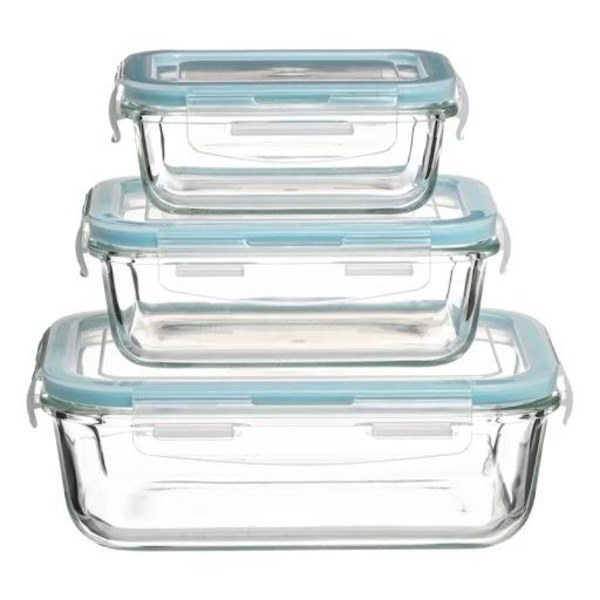 3x Glasmatlådor - Ugnssäkra blue 1670