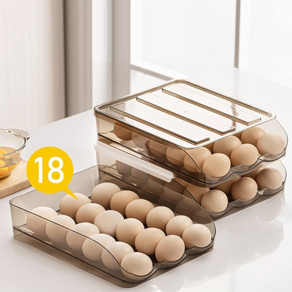 Eggboks med lokk, 2-lags automatisk kjøleskap rulle egg